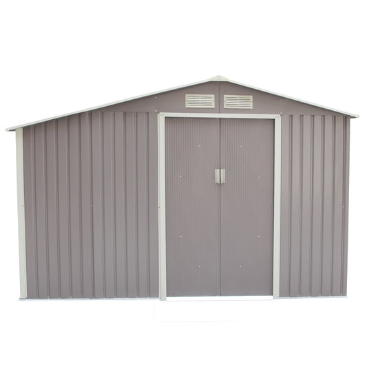 Abri de jardin 6,53 m² avec abri bûches en acier gris