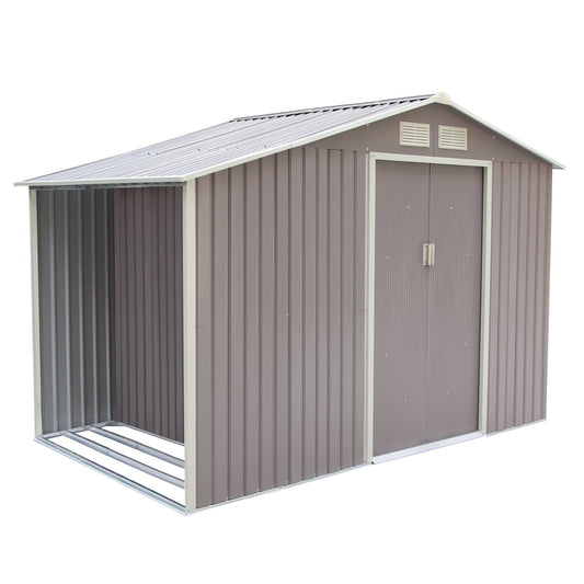 Abri de jardin 6,53 m² avec abri bûches en acier gris