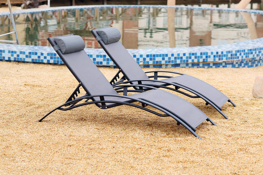 Lot de 2 transats ajustable en aluminium