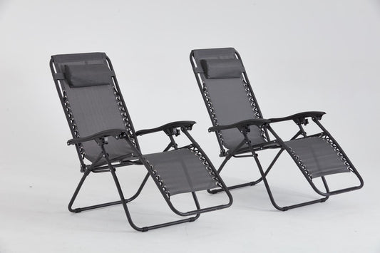 Lot de 2 transats inclinables noir et gris foncé