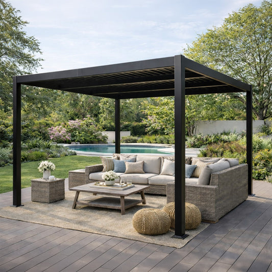 Pergola bioclimatique 3x3m structure aluminium lames orientables