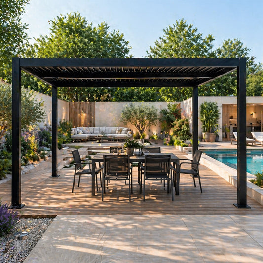 Pergola bioclimatique 4x3m structure et lames orientables en aluminium