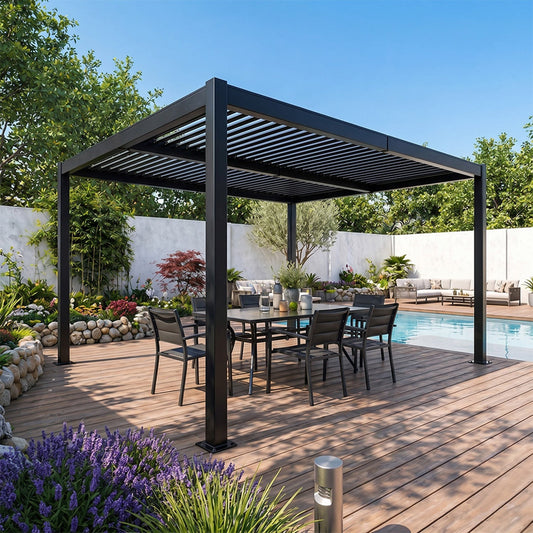 Pergola bioclimatique 4x3m structure et lames orientables en aluminium
