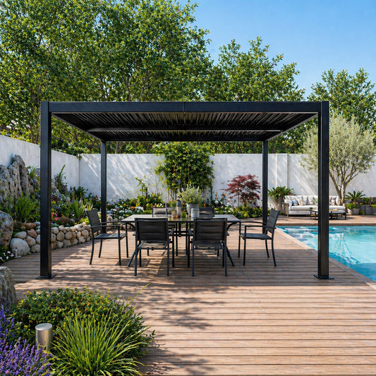 Pergola bioclimatique 4x3m structure aluminium lames orientables