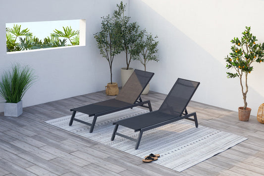 Lot de 2 bains de soleil en aluminium