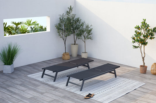 Lot de 2 bains de soleil en aluminium