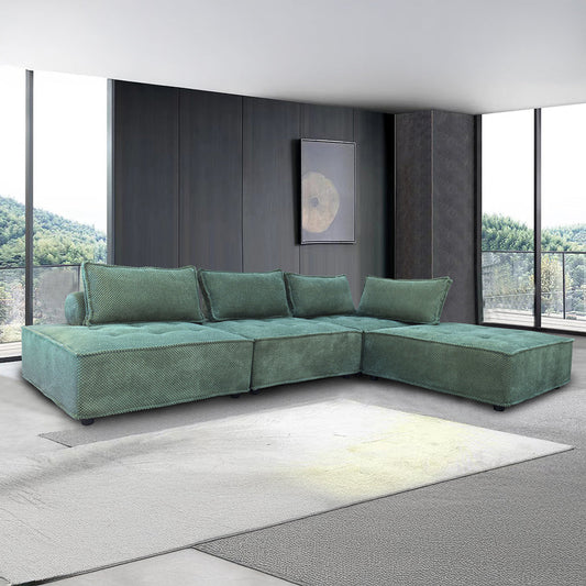 Canapé d'angle modulable 4 places en velours texturé