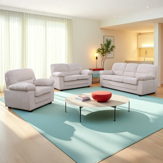 Ensemble canapé 3 places + 2 places + fauteuil en velours côtelé
