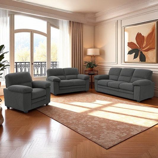 Ensemble canapé 3 places + 2 places + fauteuil en velours côtelé