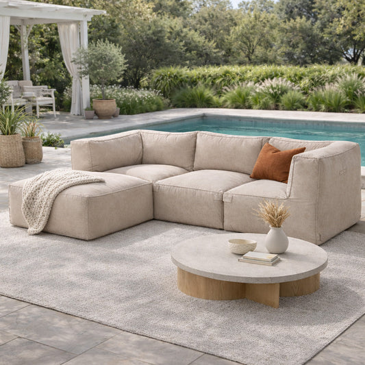 Salon de jardin d'angle modulable 4 places en tissu déperlant