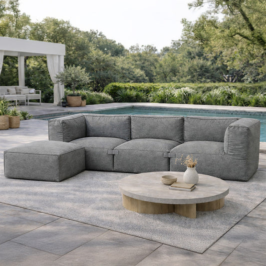 Salon de jardin d'angle modulable 4 places en tissu déperlant