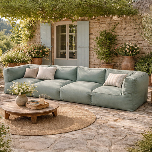 Salon de jardin modulable 4 places en tissu déperlant