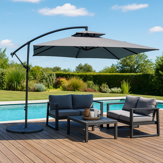 Parasol carré déporté 3x3 en aluminium