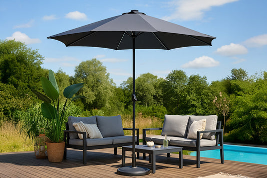 Parasol circulaire 3m droit avec LED en aluminium