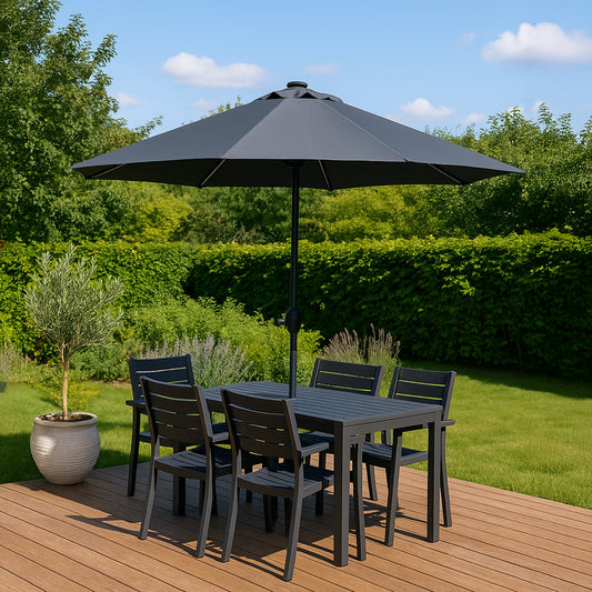 Parasol circulaire 3m droit avec LED en aluminium
