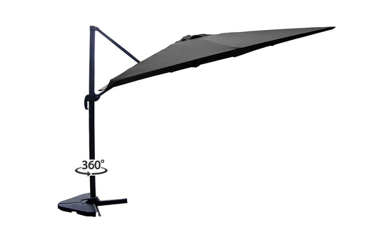 Parasol carré 3x3 déporté rotatif en aluminium