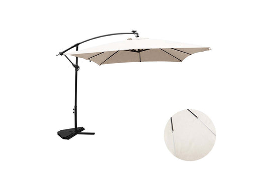 Parasol LED carré déporté 3x3 en aluminium