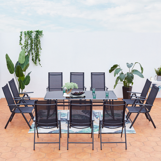 Salon de jardin 10 places en aluminium gris