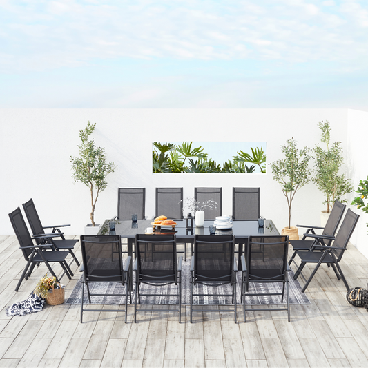Salon de jardin extensible 12 places en aluminium gris