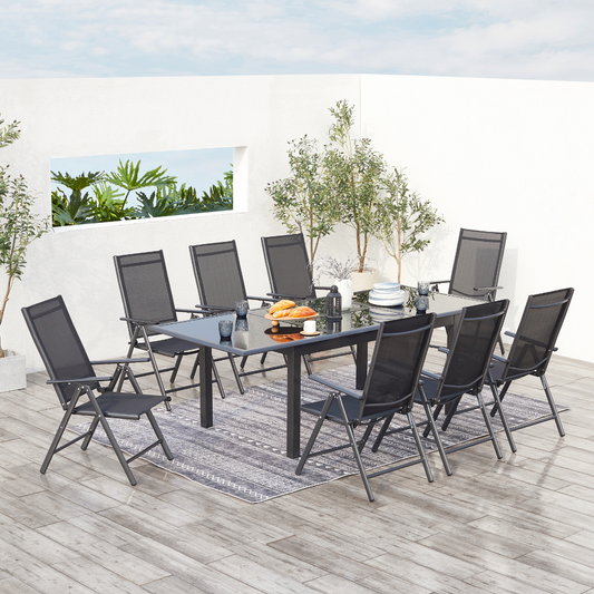 Salon de jardin extensible 8 places en aluminium gris