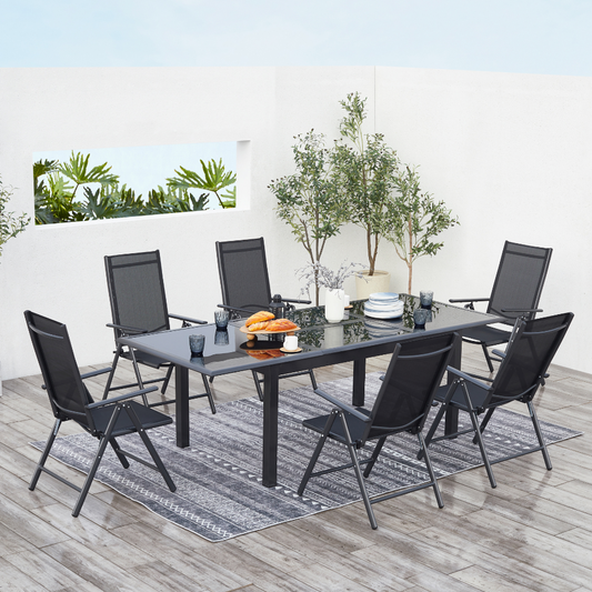 Salon de jardin extensible 6 places en aluminium gris