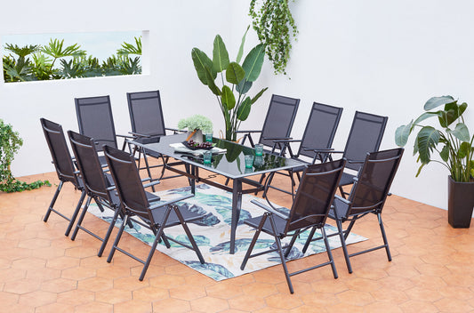 Salon de jardin 10 places en aluminium gris