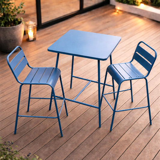 Ensemble table de bar et 2 chaises hautes d'extérieur