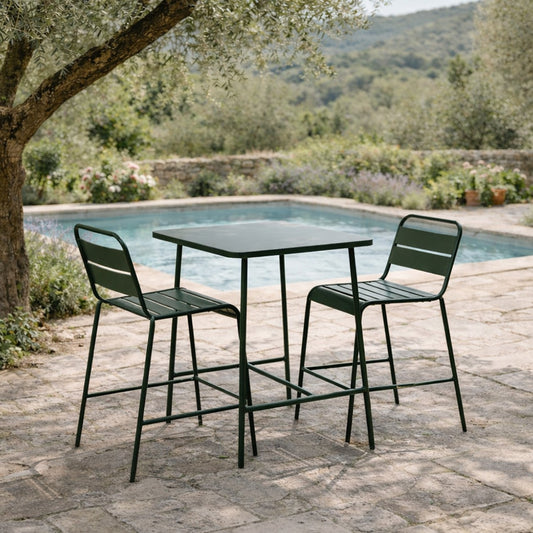 Ensemble table de bar et 2 chaises hautes d'extérieur
