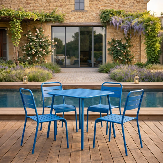 Ensemble table de jardin carrée 70cm et 4 chaises