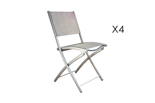 Lot de 4 chaises salon de jardin gris clair