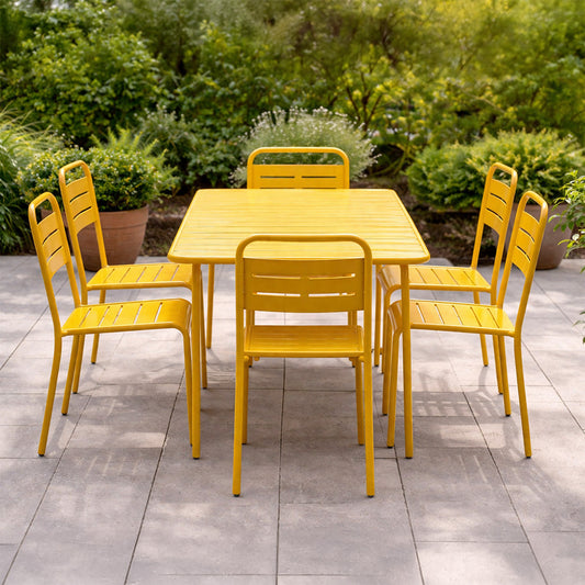 Ensemble table de jardin 160 cm et 6 chaises - capacité 8 places