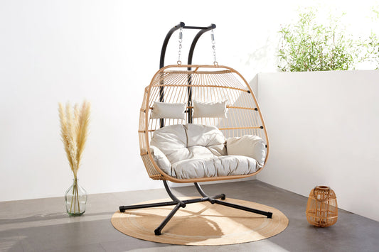 Fauteuil suspendu effet rotin 2 places