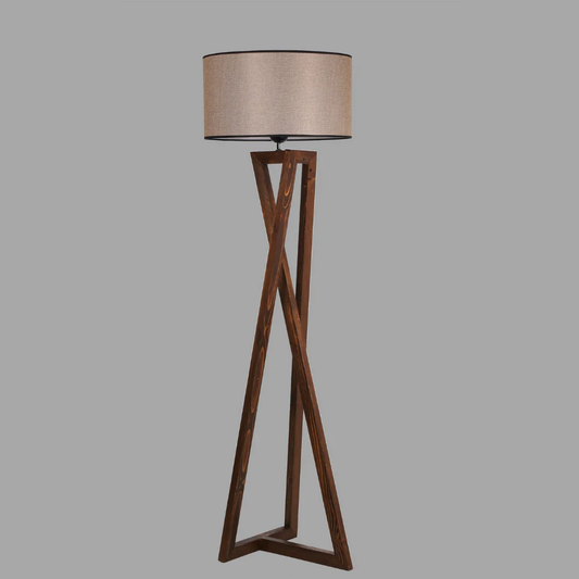 Lampadaire design bois et tissu