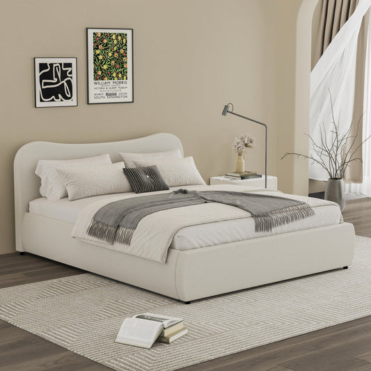 Lit coffre 160x200cm design arrondi velours côtelé