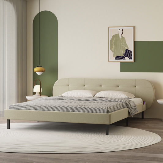Lit capitonné 140x190cm avec tête de lit et sommier