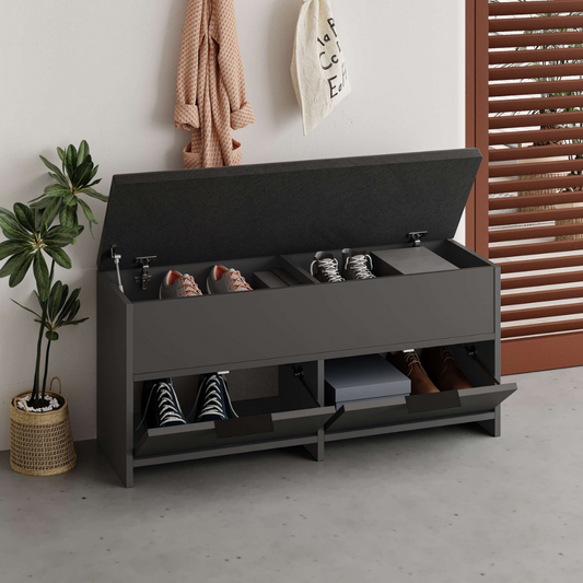 Meuble à chaussures 4 rangements anthracite