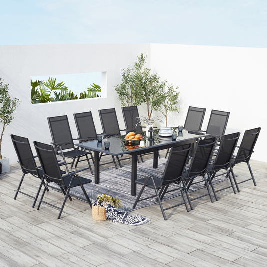 Salon de jardin extensible 12 places en aluminium gris