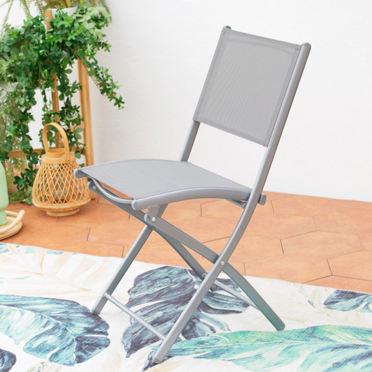 Lot de 4 chaises salon de jardin gris clair