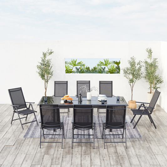 Salon de jardin extensible 8 places en aluminium gris