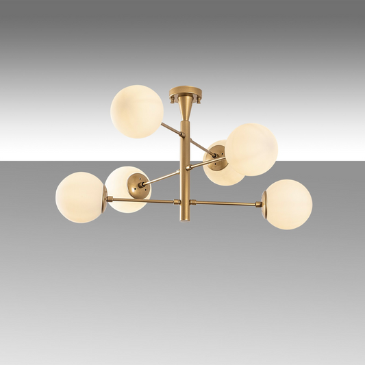 Plafonnier vintage doré 6 lampes